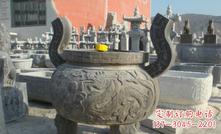 郑州双龙戏珠浮雕香炉铜雕