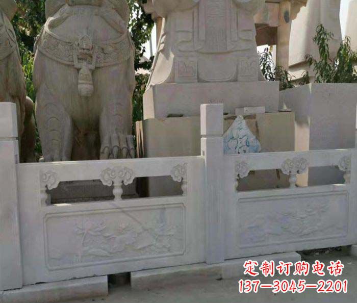 郑州寺庙景观汉白玉石浮雕栏板
