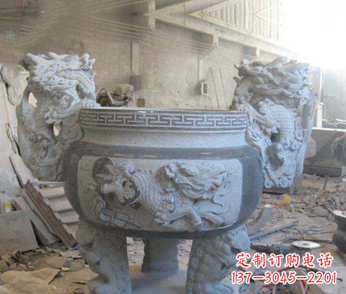 郑州寺庙景观龙头水缸石雕