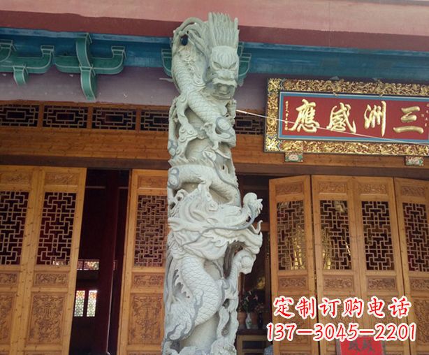 郑州寺庙景观龙柱石雕 (2)