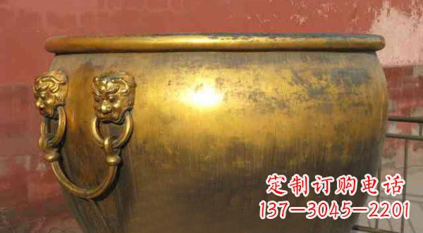 郑州寺庙水缸铜雕 (2)