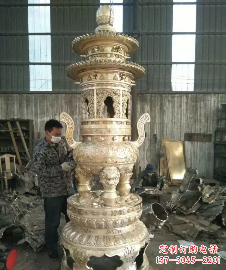 郑州寺庙香炉铜雕 (5)