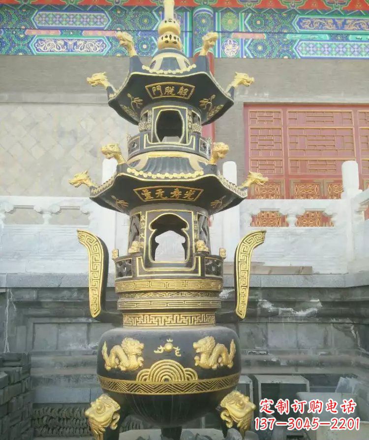 郑州寺庙香炉铜雕_1