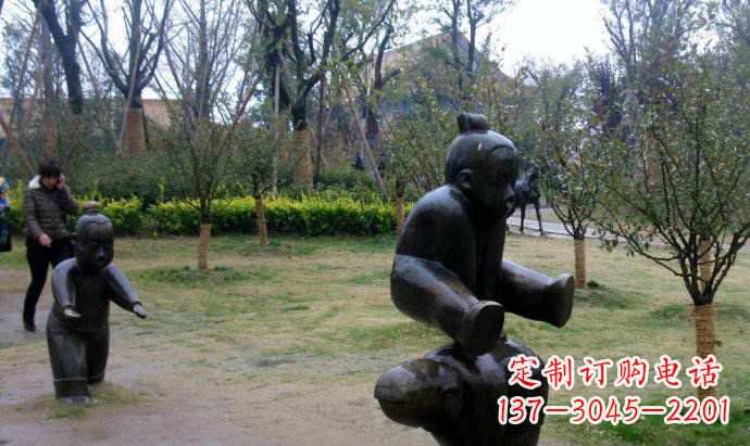 郑州跳山羊公园人物铜雕