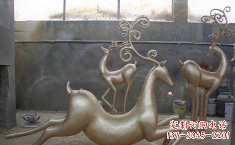 郑州铜雕抽象树枝梅花鹿雕塑