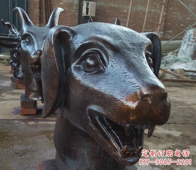 郑州铜雕广场生肖动物头像装饰摆件