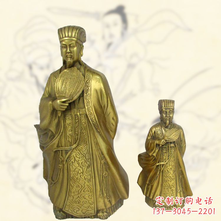 郑州铜雕名人诸葛亮雕像-纯铜铸造三国人物雕塑