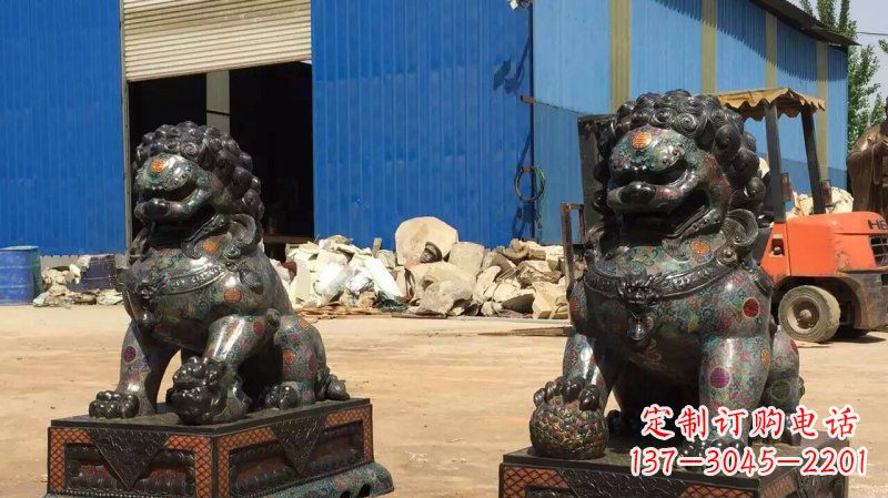 郑州铜雕企业招财狮子雕塑摆件