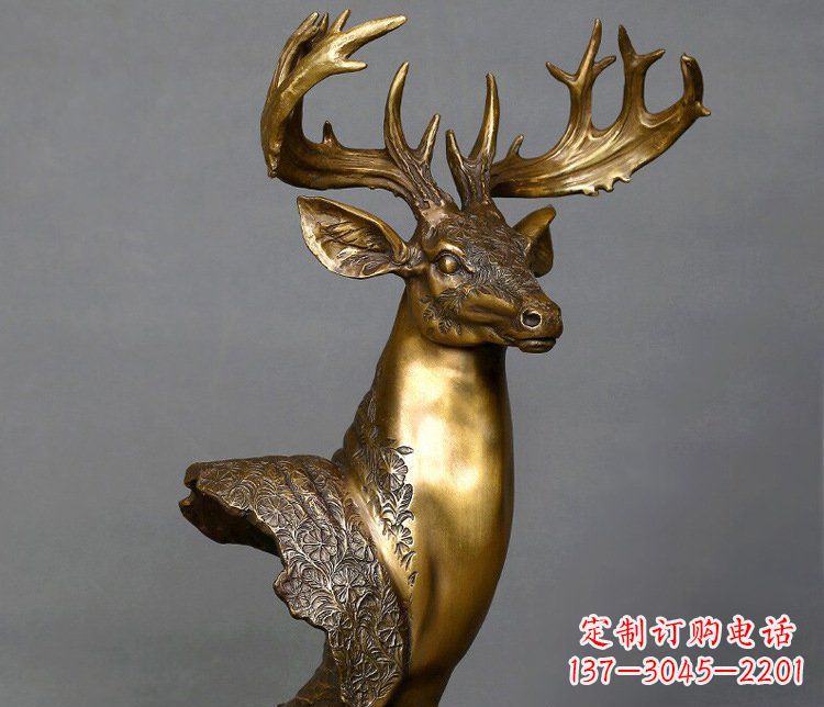 郑州铜雕如意铜鹿头摆件