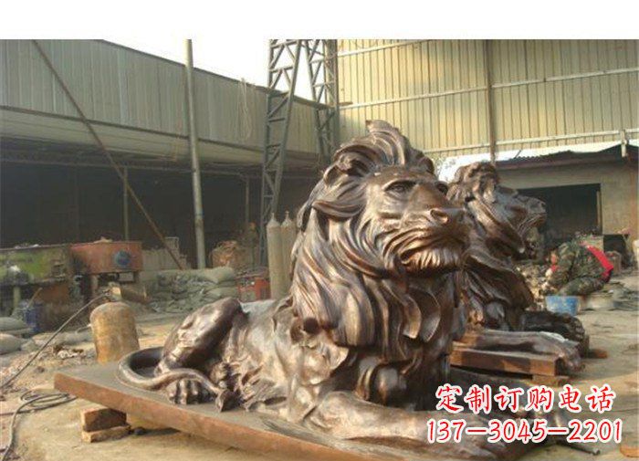 郑州铜雕狮子公司门口雕塑