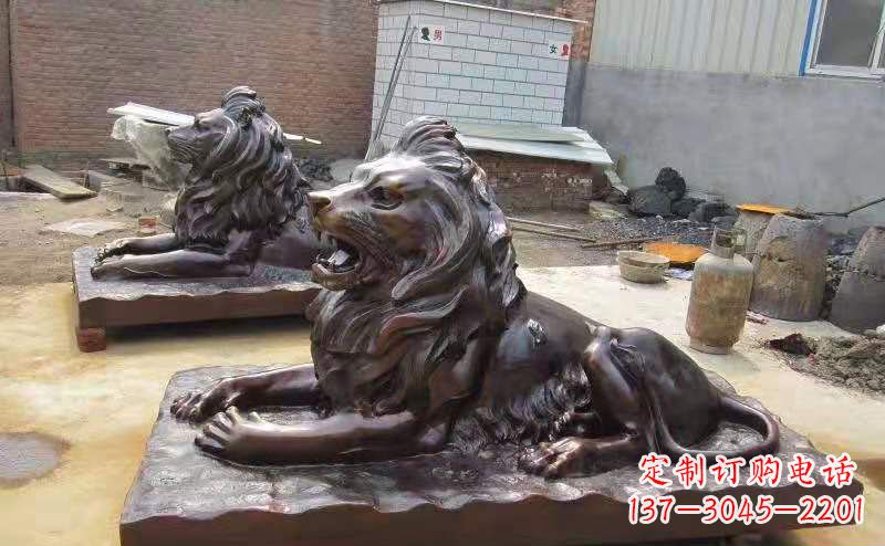 郑州铜雕狮子户外摆件镇宅动物雕塑