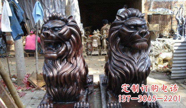 郑州铜雕狮子公司门口雕塑 (2)