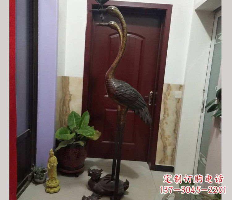 郑州铜雕仙鹤踩龟雕塑摆件 (2)