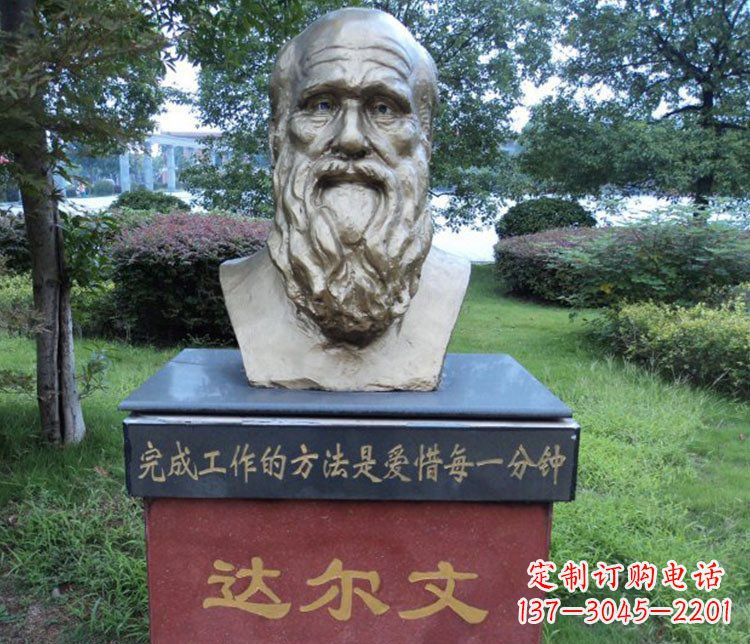 郑州铜雕校园达尔文肖像雕塑
