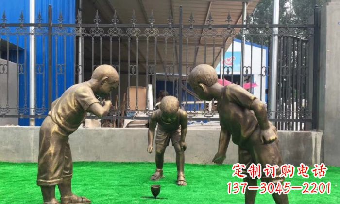 郑州玩陀螺儿童铜雕