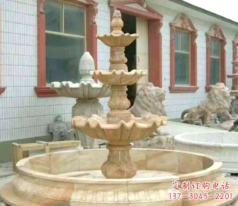 郑州晚霞红大型喷泉石雕 (3)