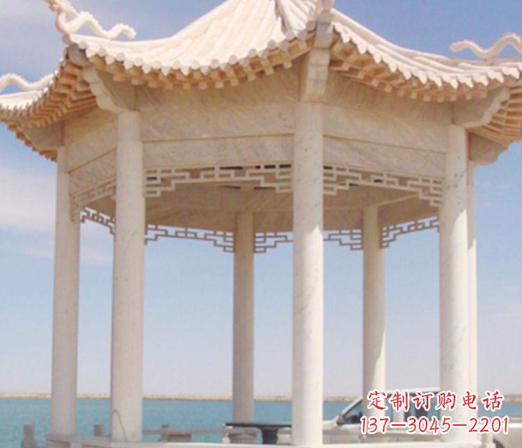 郑州晚霞红单层凉亭石雕