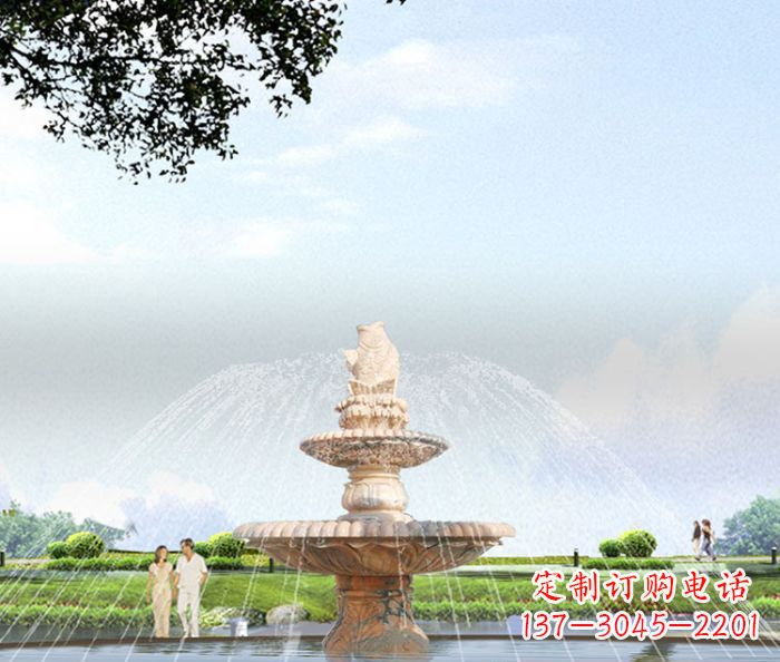 郑州晚霞红多层大型石雕喷泉 (4)