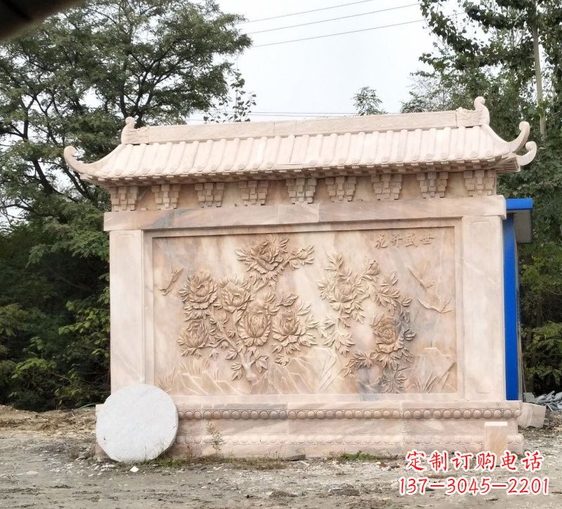 郑州晚霞红花开盛世浮雕影壁