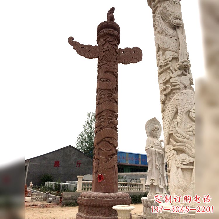 郑州晚霞红华表石柱