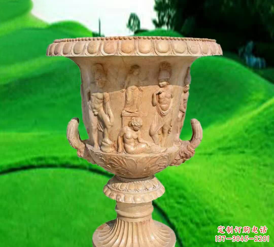 郑州晚霞红欧式花盆石雕