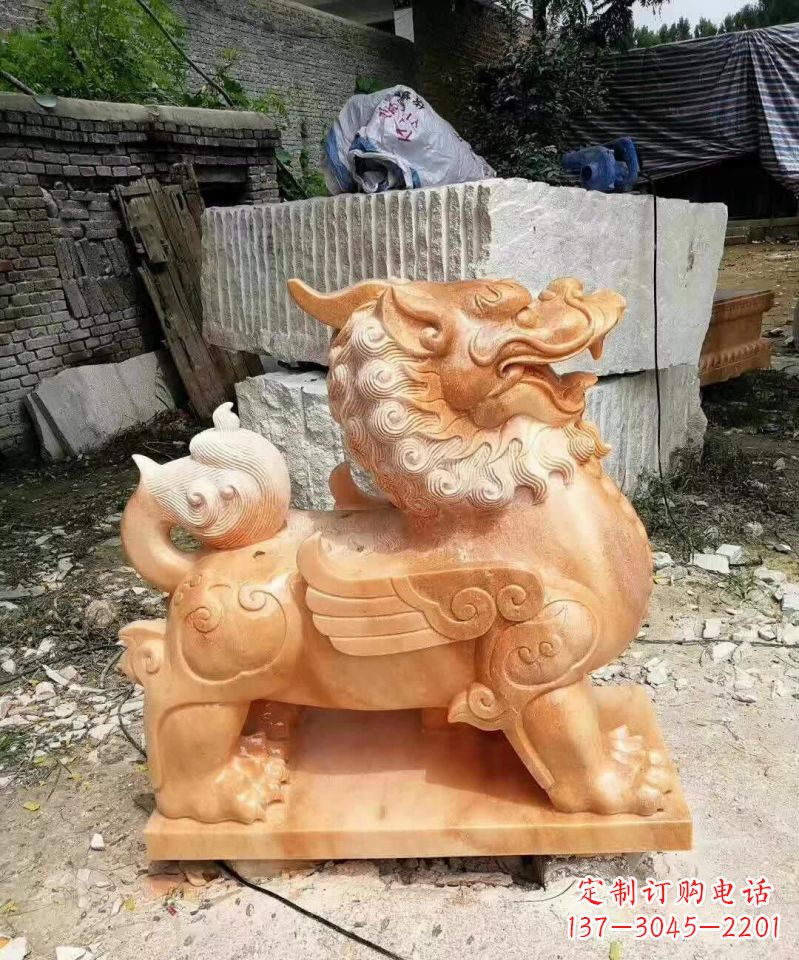 郑州晚霞红貔貅雕塑1