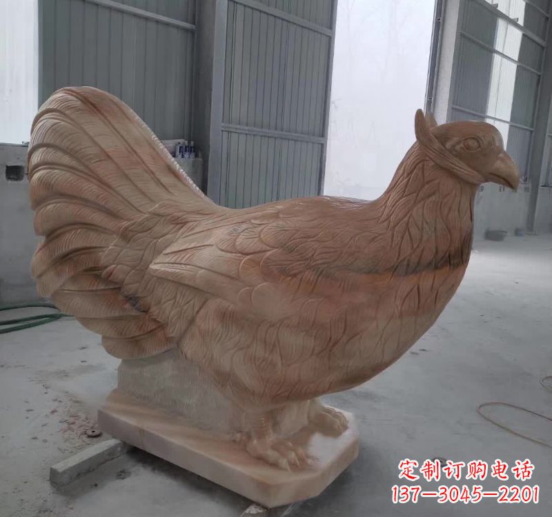 郑州晚霞红石雕母鸡