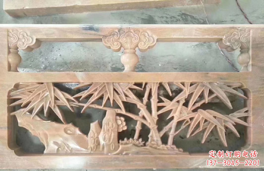 郑州晚霞红石浮雕栏板户外摆件园林景观雕塑