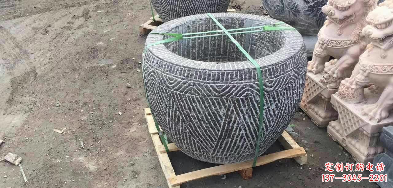 郑州纹理石浮雕水缸