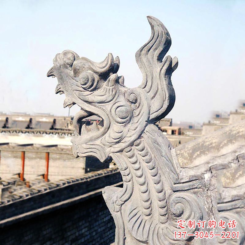 郑州屋脊鸱尾螭吻雕塑-古建装饰神兽动物雕塑