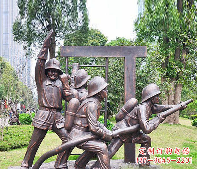 郑州消防员人物铜雕 (2)