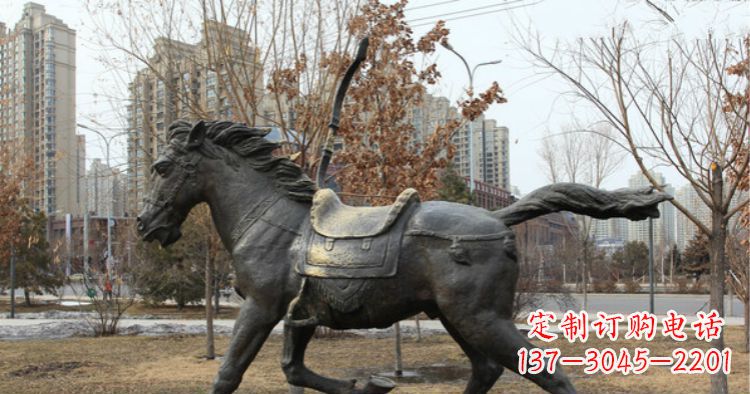 郑州小区动物奔跑的马铜雕