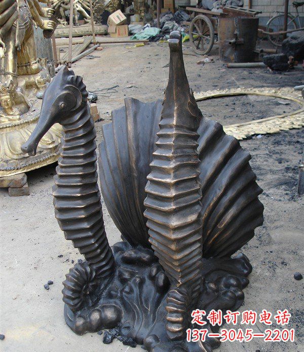 郑州小区动物海马铜雕