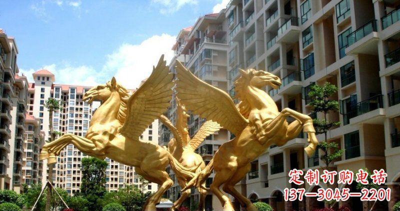郑州小区飞马动物铜雕