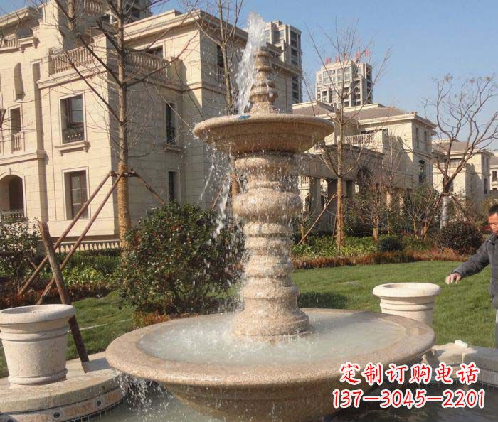 郑州小区景观多层喷泉石雕 (2)