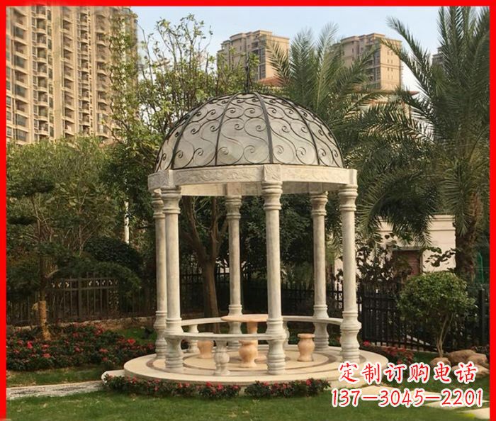 郑州小区欧式圆顶凉亭石雕 (2)