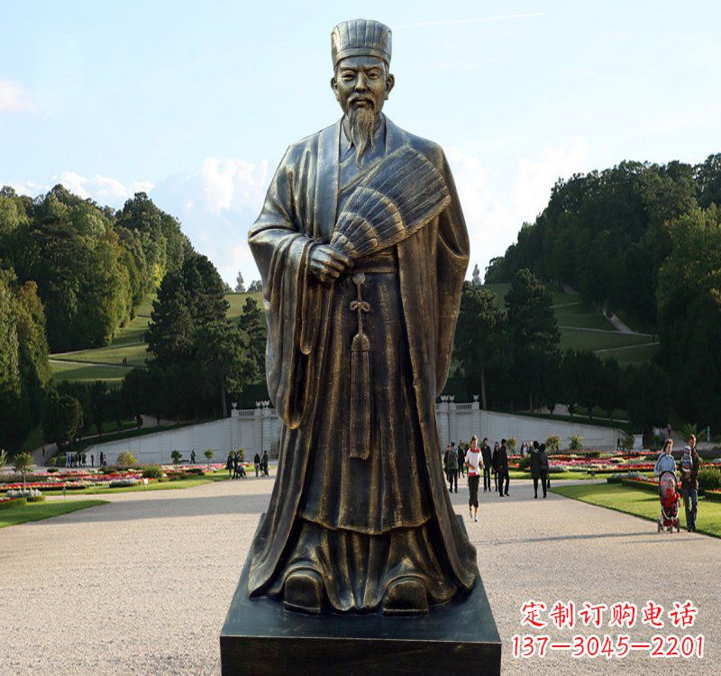 郑州校园古代名人诸葛亮铜雕