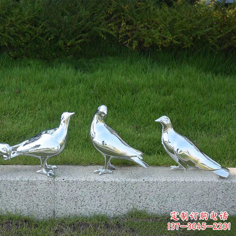 郑州银白色不锈钢电镀鸽子雕塑摆件