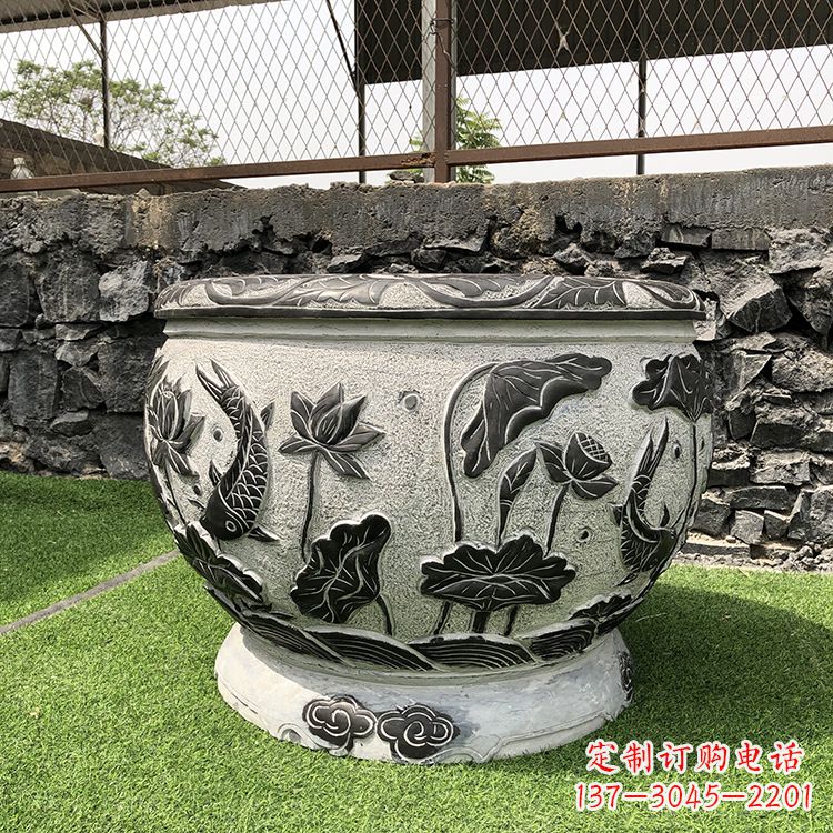 郑州鱼纹水缸石雕
