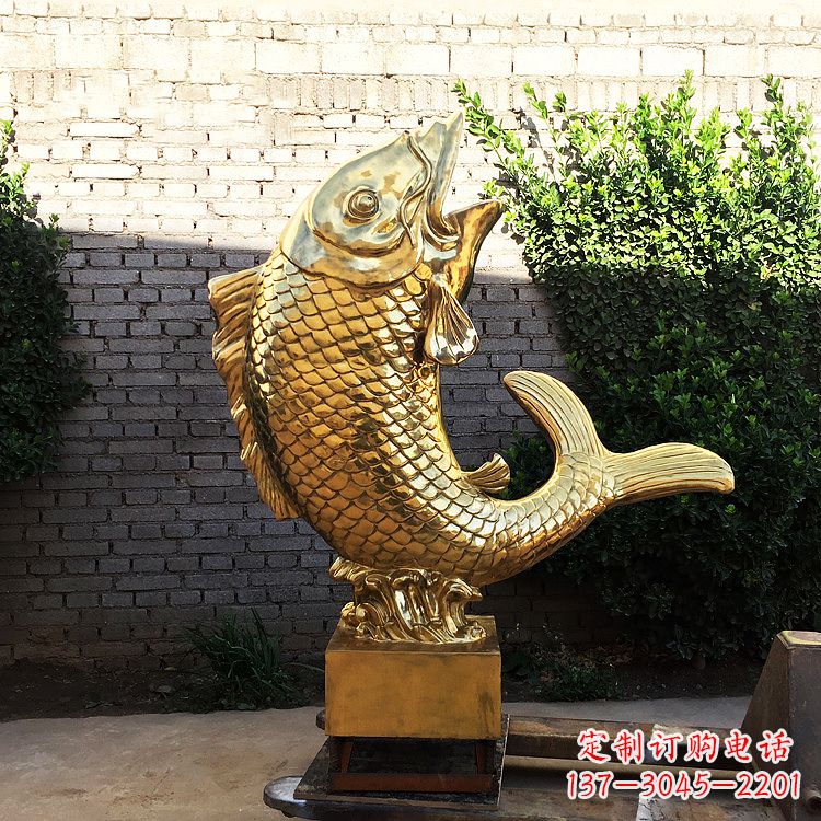 郑州鱼跃景观铜雕-纯铜铸造企业商场动物雕塑摆件