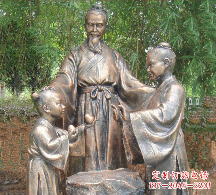 郑州寓言故事铜雕_孔融让梨