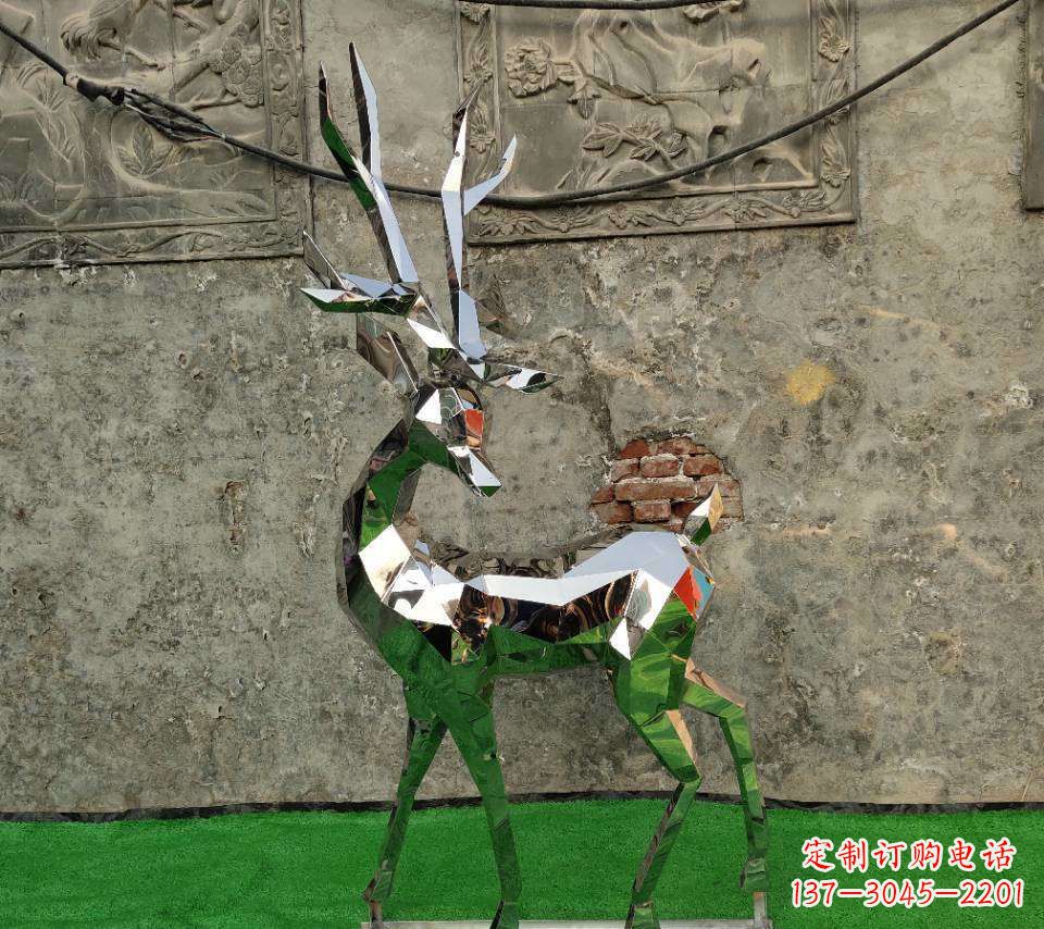 郑州园林不锈钢抽象小鹿雕塑