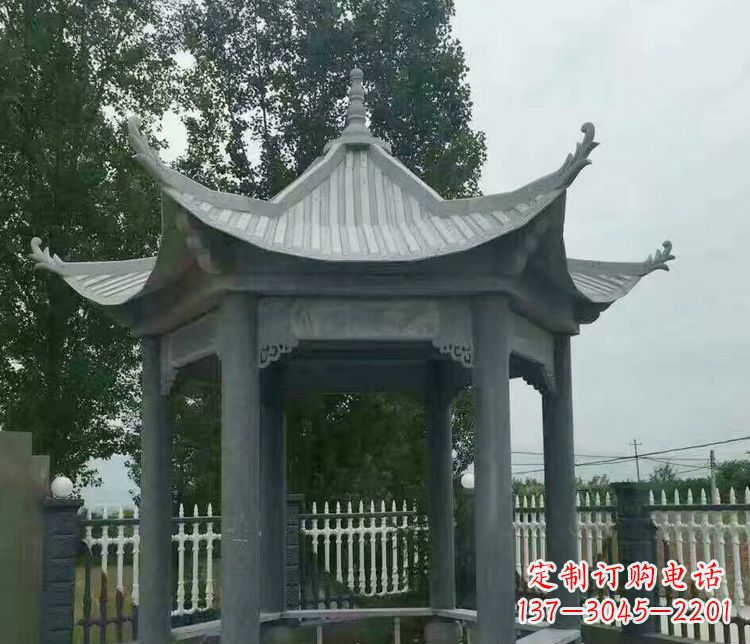 郑州园林仿古石凉亭景观石雕 (2)