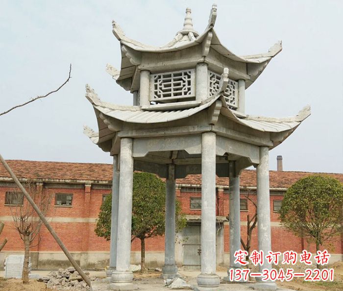 郑州园林仿古双层石雕凉亭 (2)