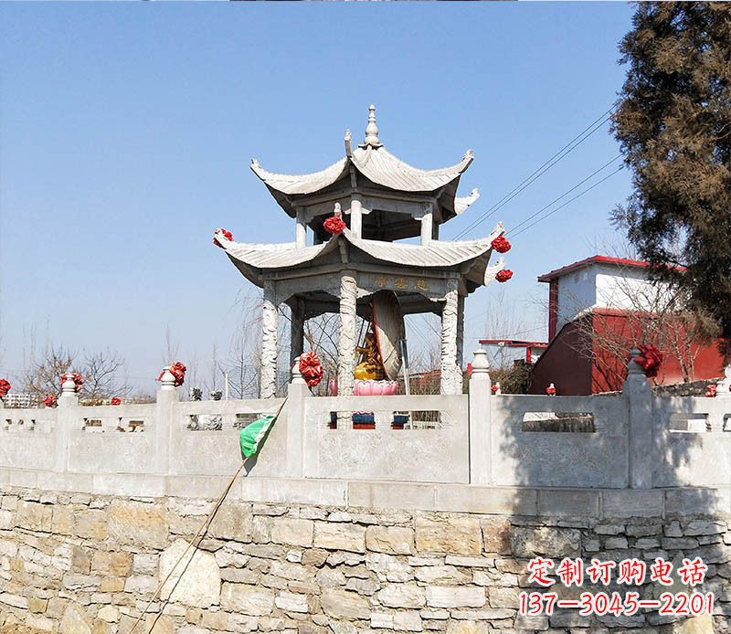 郑州园林仿古双层石凉亭景观石雕 (3)