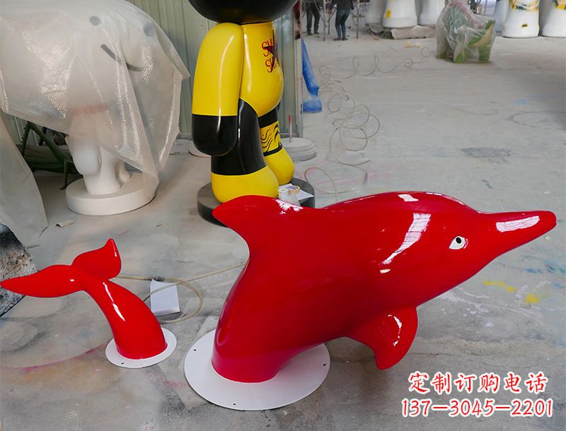 郑州园林广场创意海豚入水出水雕塑摆件