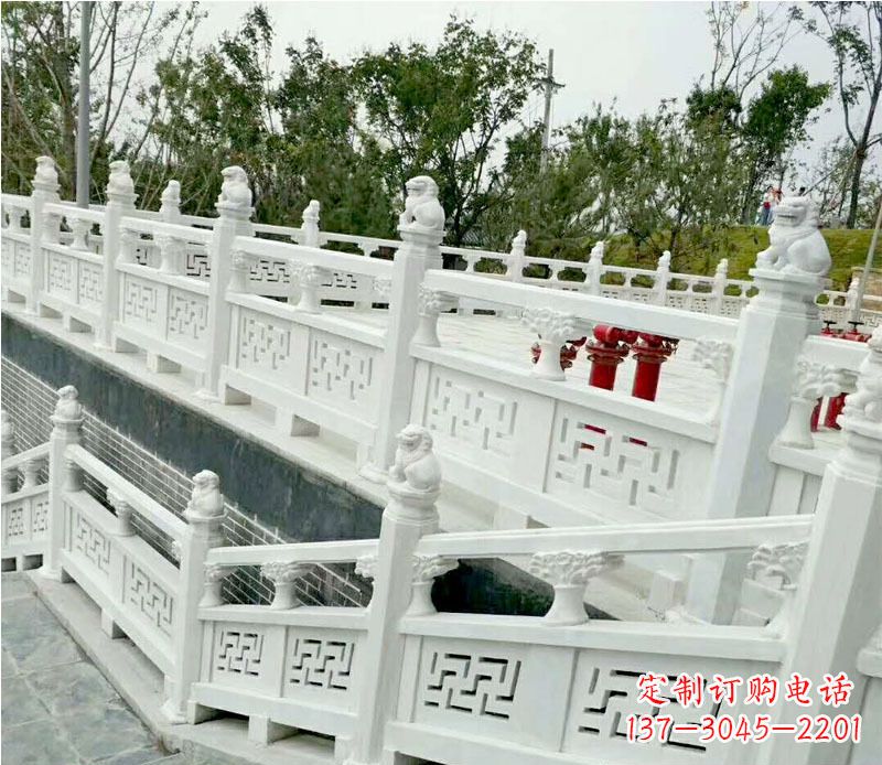 郑州园林汉白玉栏板景观石雕 (2)