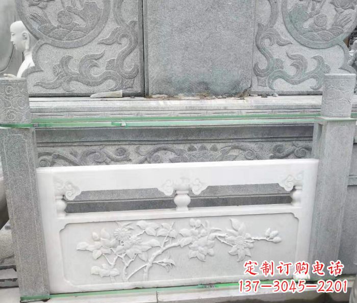 郑州园林汉白玉石浮雕栏板 (3)