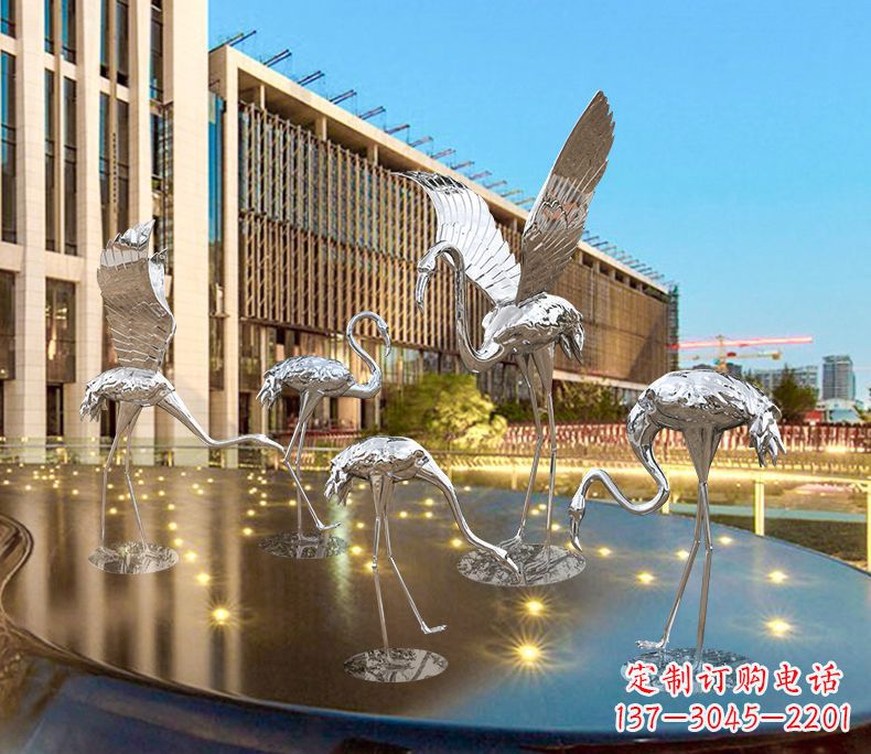 郑州园林火烈鸟不锈钢雕塑