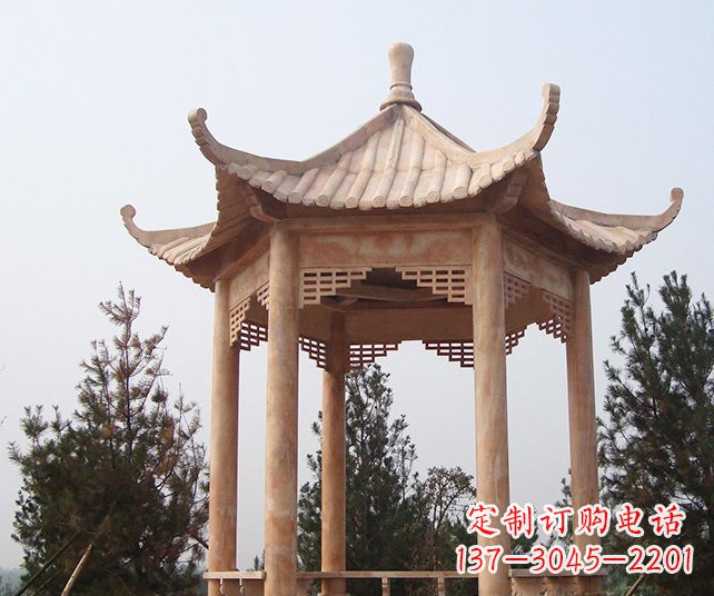 郑州园林景观单层石雕凉亭 (3)